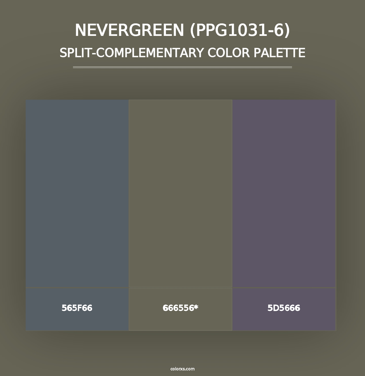 Nevergreen (PPG1031-6) - Split-Complementary Color Palette