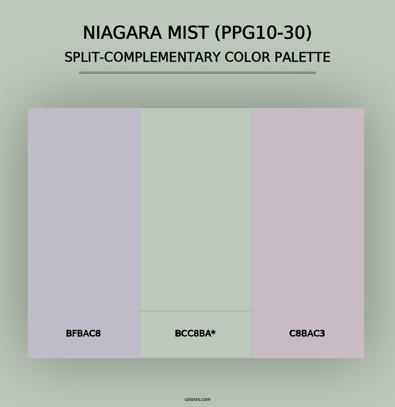 Niagara Mist (PPG10-30) - Split-Complementary Color Palette