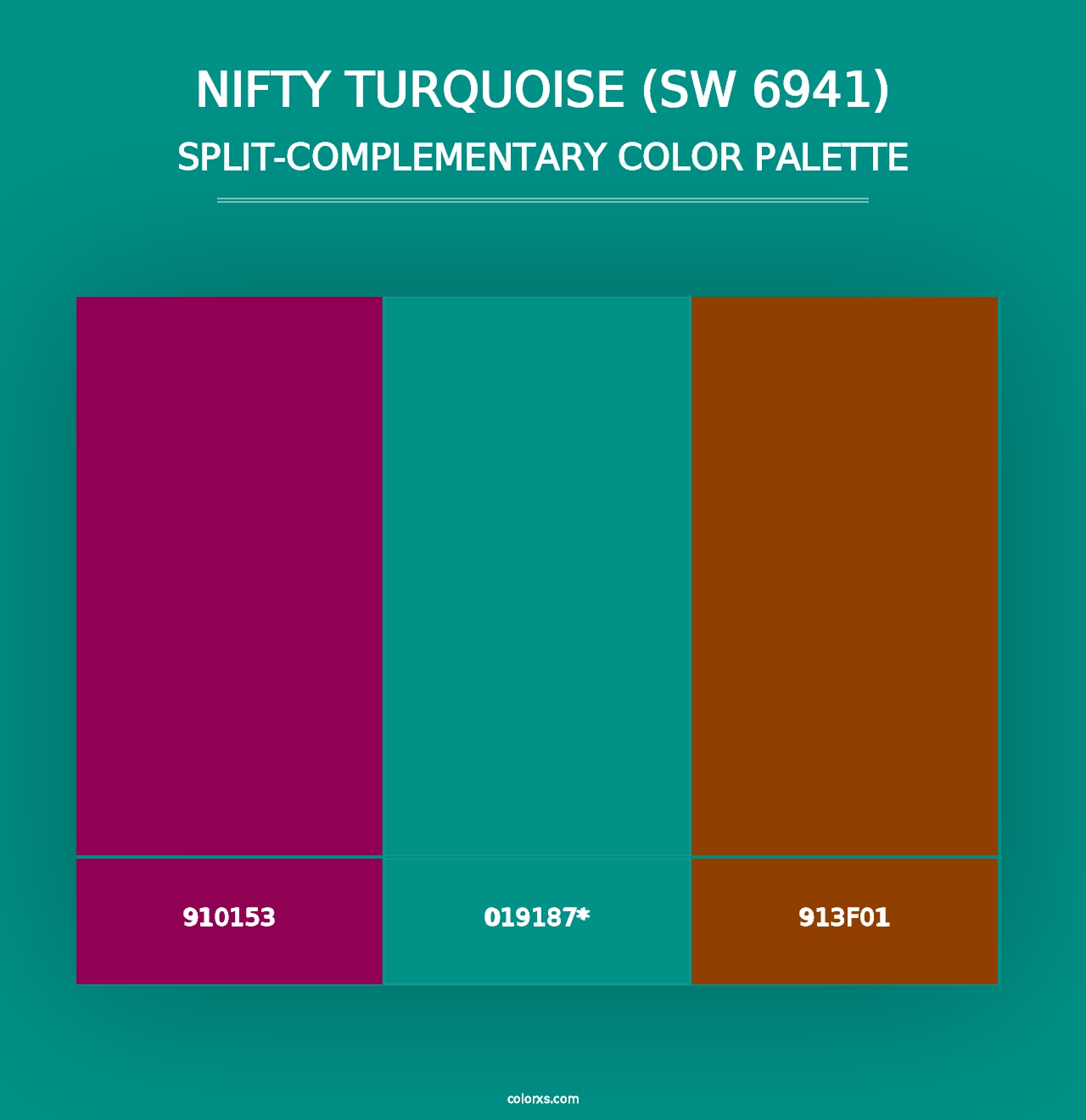 Nifty Turquoise (SW 6941) - Split-Complementary Color Palette