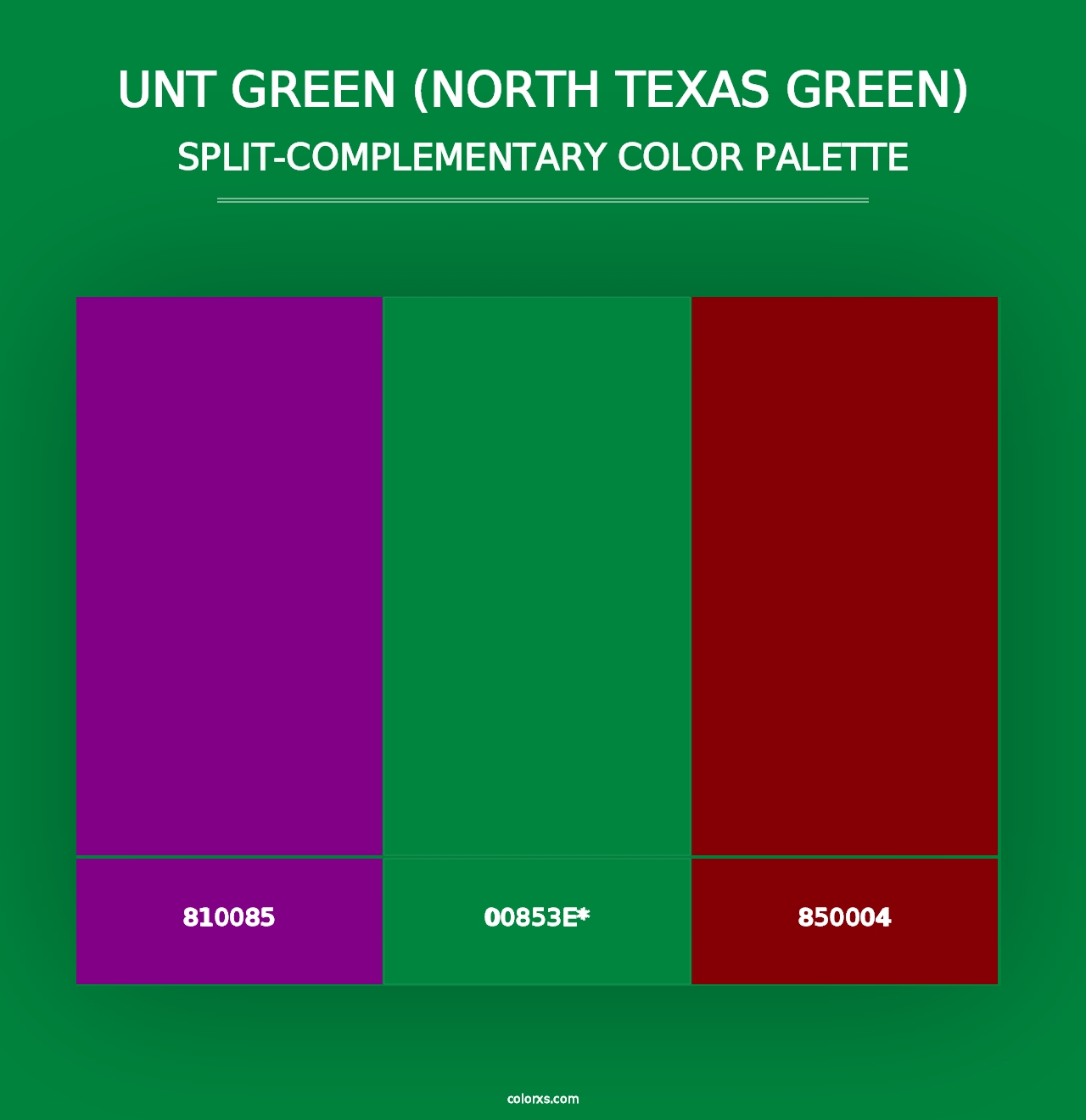 UNT Green (North Texas Green) - Split-Complementary Color Palette