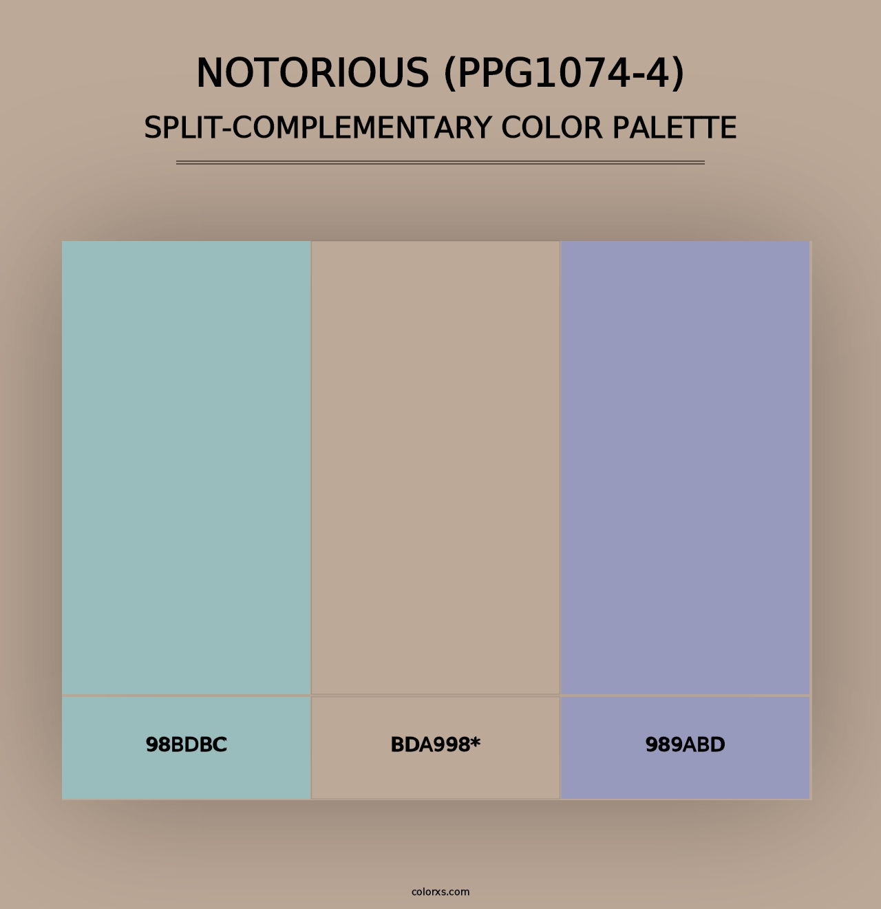 Notorious (PPG1074-4) - Split-Complementary Color Palette