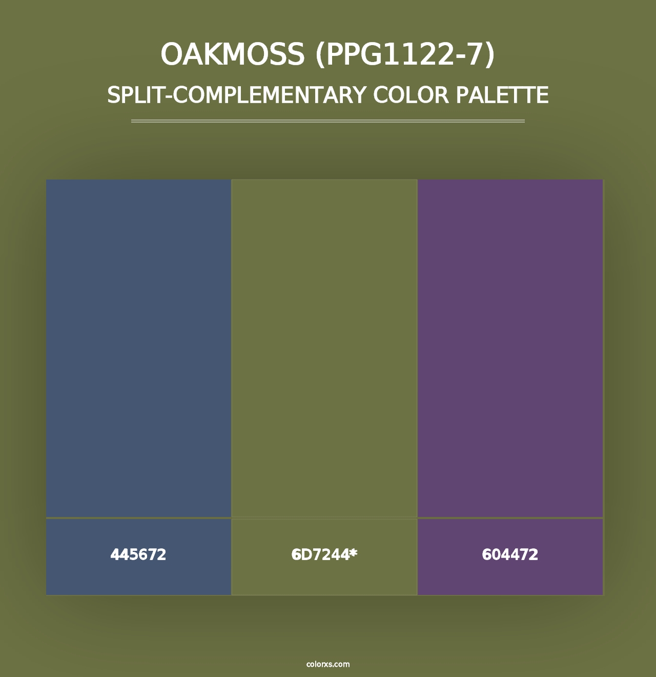 Oakmoss (PPG1122-7) - Split-Complementary Color Palette