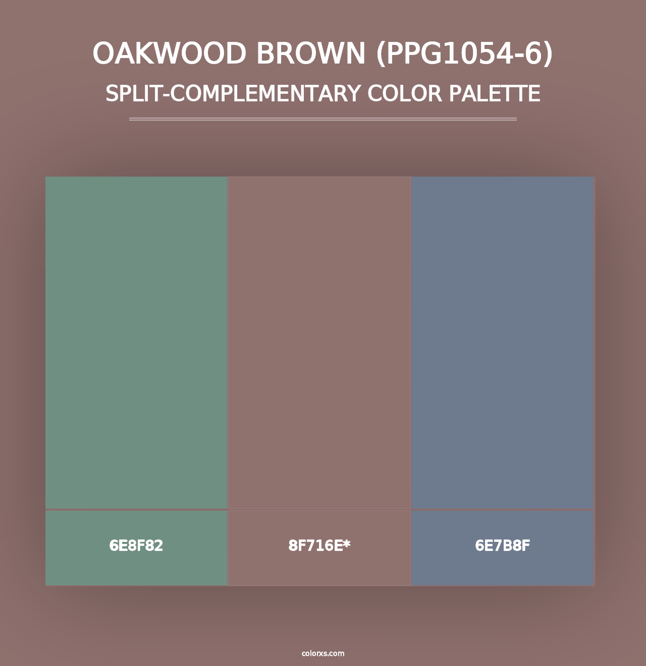 Oakwood Brown (PPG1054-6) - Split-Complementary Color Palette