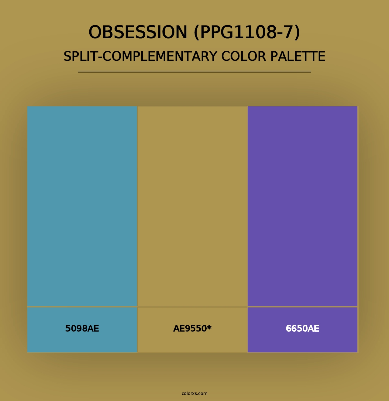 Obsession (PPG1108-7) - Split-Complementary Color Palette