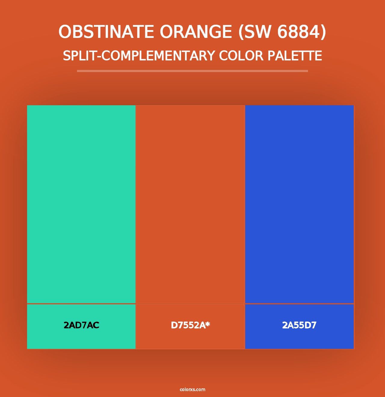 Obstinate Orange (SW 6884) - Split-Complementary Color Palette