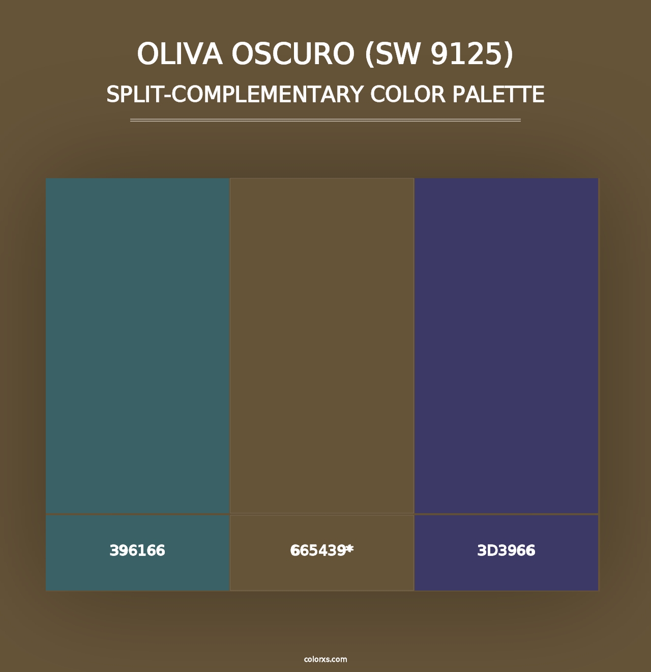 Oliva Oscuro (SW 9125) - Split-Complementary Color Palette