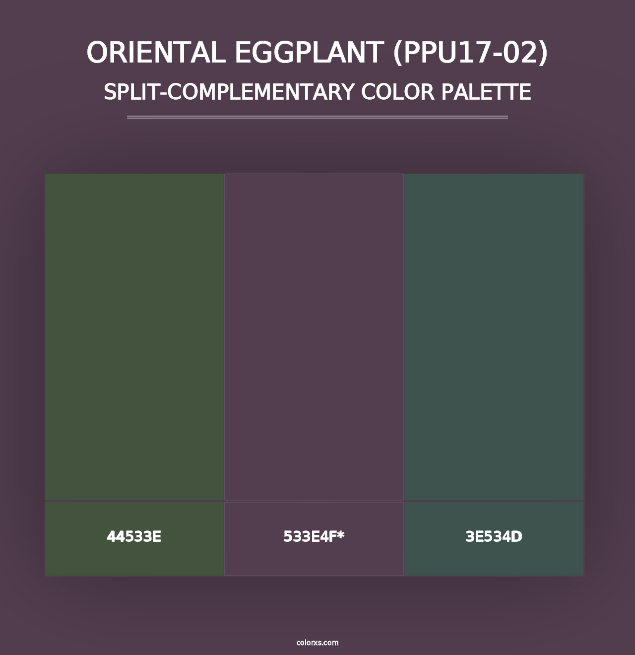 Oriental Eggplant (PPU17-02) - Split-Complementary Color Palette