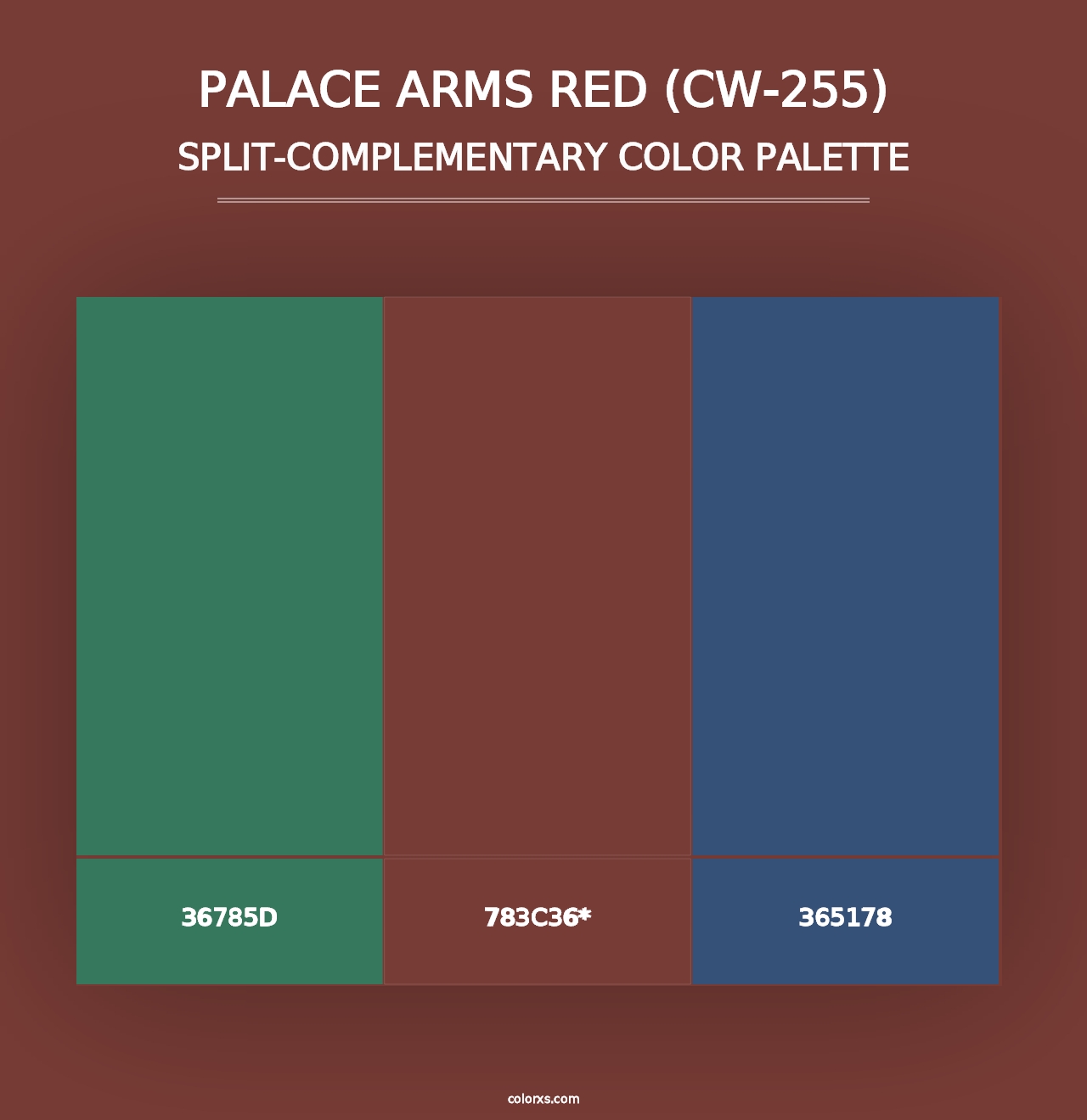 Palace Arms Red (CW-255) - Split-Complementary Color Palette