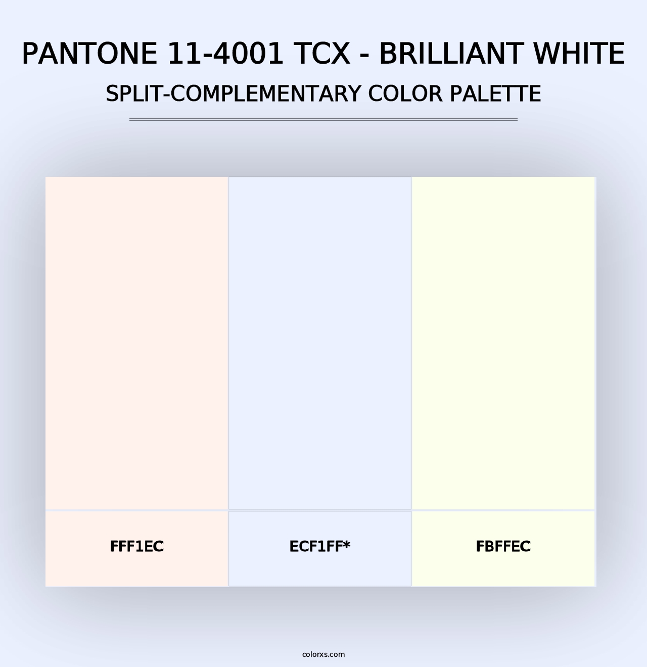 PANTONE 11-4001 TCX - Brilliant White - Split-Complementary Color Palette