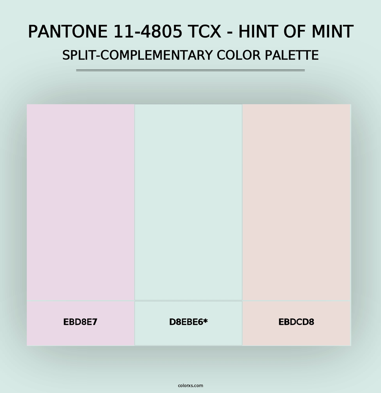 PANTONE 11-4805 TCX - Hint of Mint - Split-Complementary Color Palette