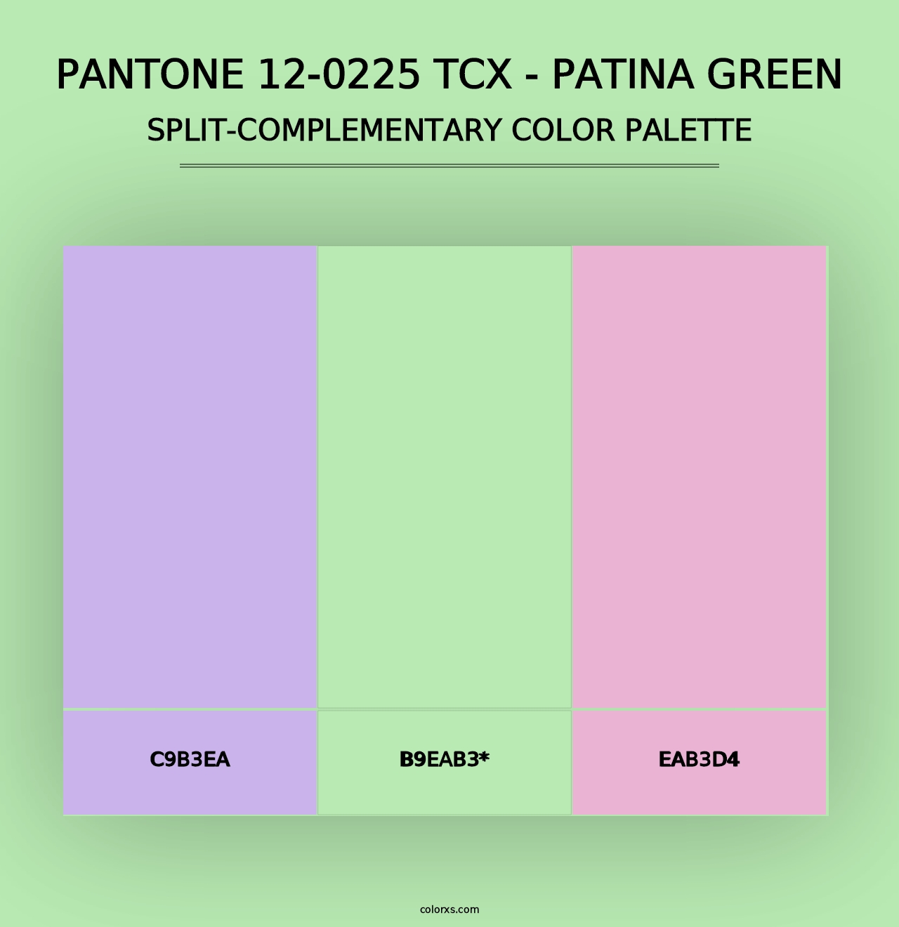 PANTONE 12-0225 TCX - Patina Green - Split-Complementary Color Palette