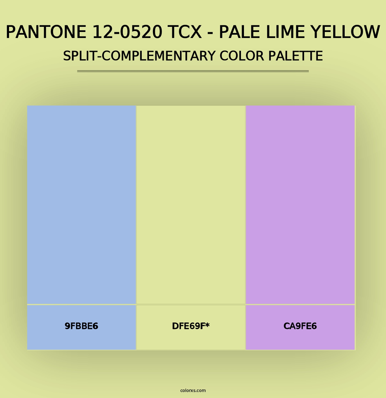 PANTONE 12-0520 TCX - Pale Lime Yellow - Split-Complementary Color Palette