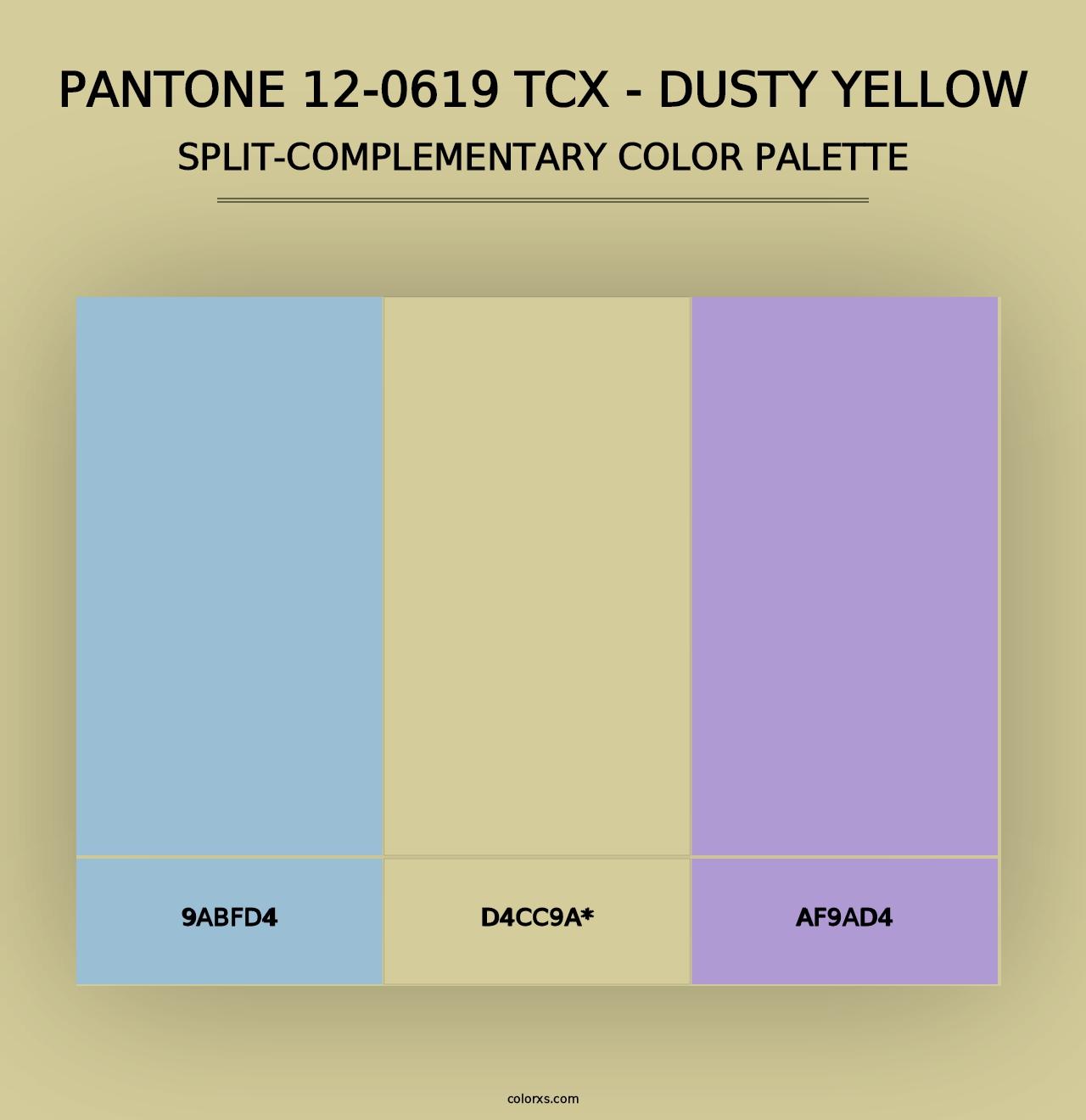 PANTONE 12-0619 TCX - Dusty Yellow - Split-Complementary Color Palette