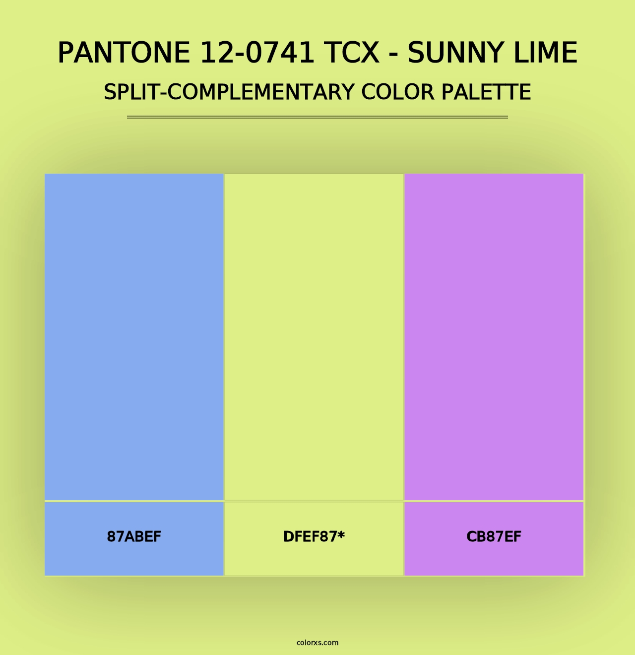 PANTONE 12-0741 TCX - Sunny Lime - Split-Complementary Color Palette