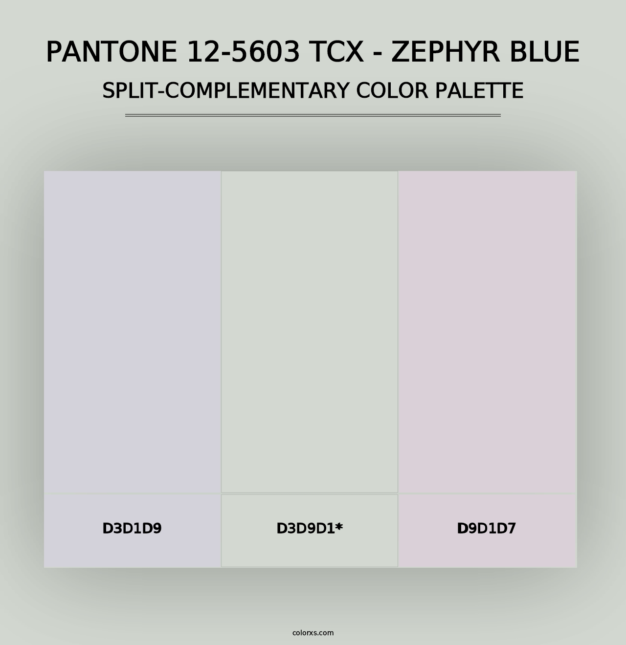 PANTONE 12-5603 TCX - Zephyr Blue - Split-Complementary Color Palette