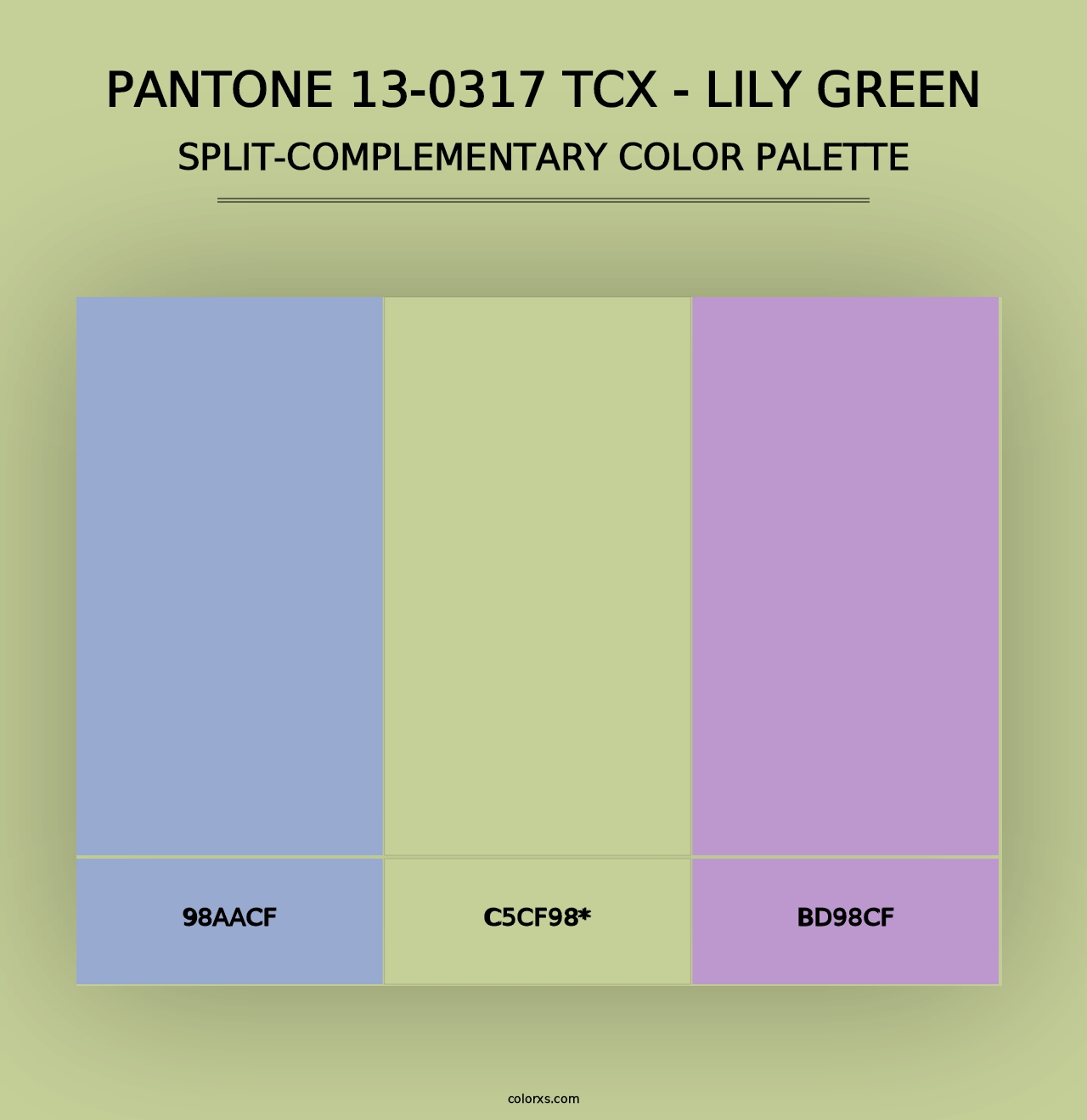 PANTONE 13-0317 TCX - Lily Green - Split-Complementary Color Palette