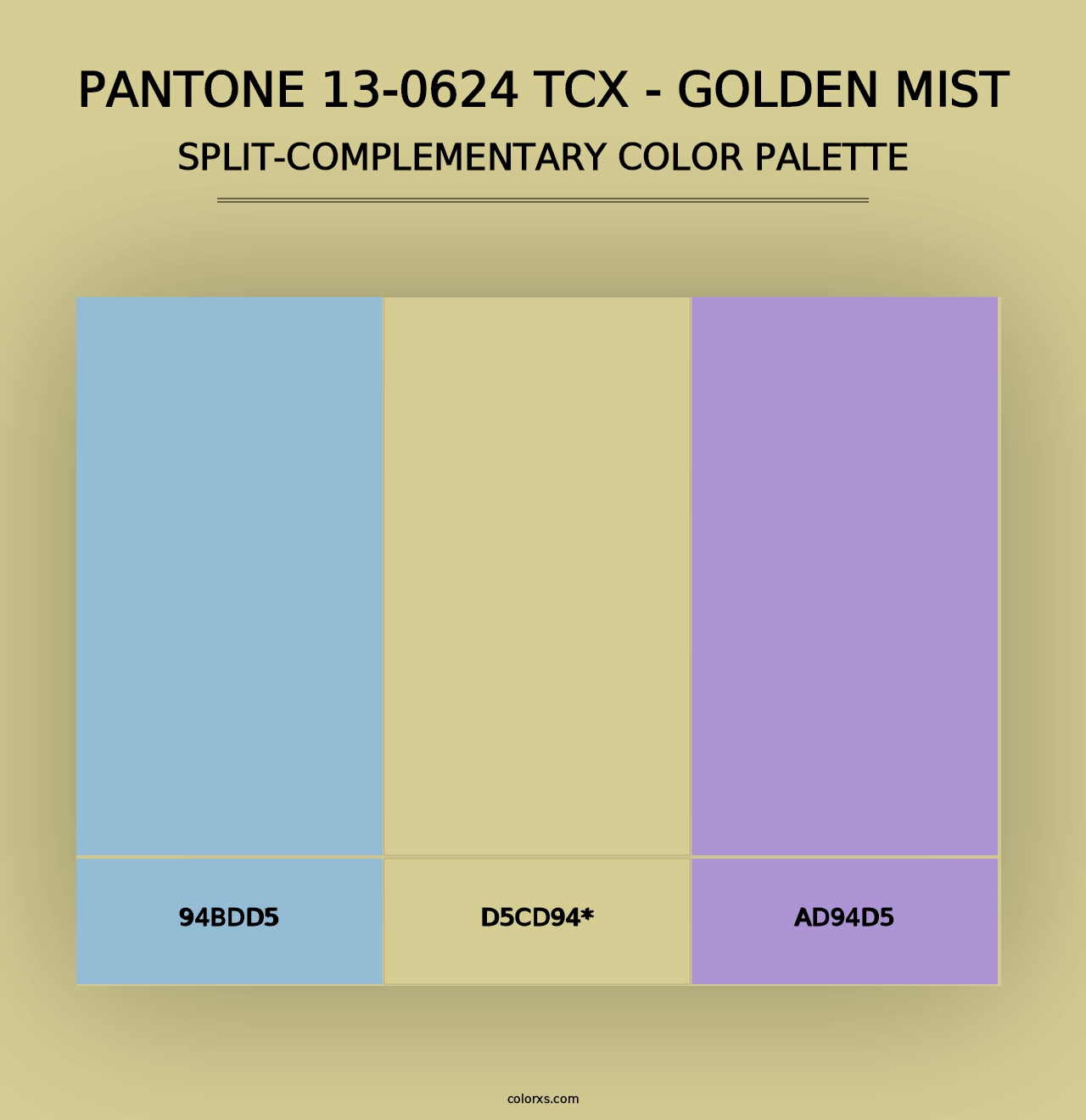 PANTONE 13-0624 TCX - Golden Mist - Split-Complementary Color Palette