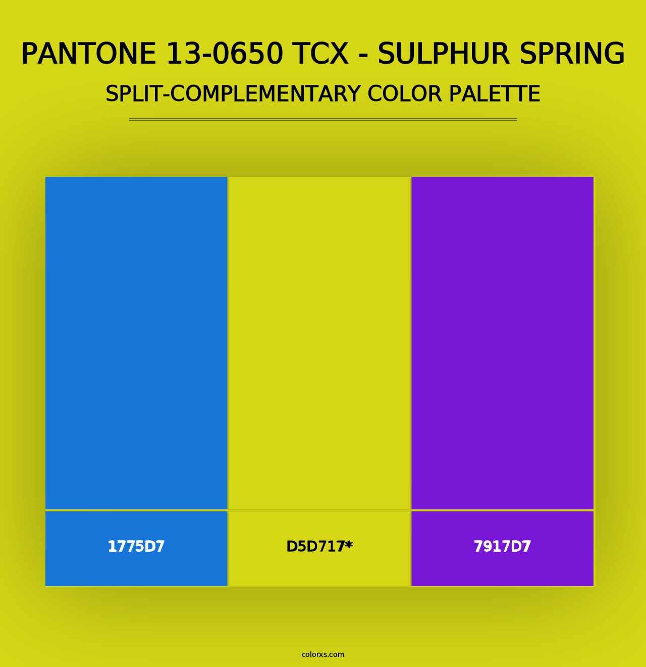 PANTONE 13-0650 TCX - Sulphur Spring - Split-Complementary Color Palette