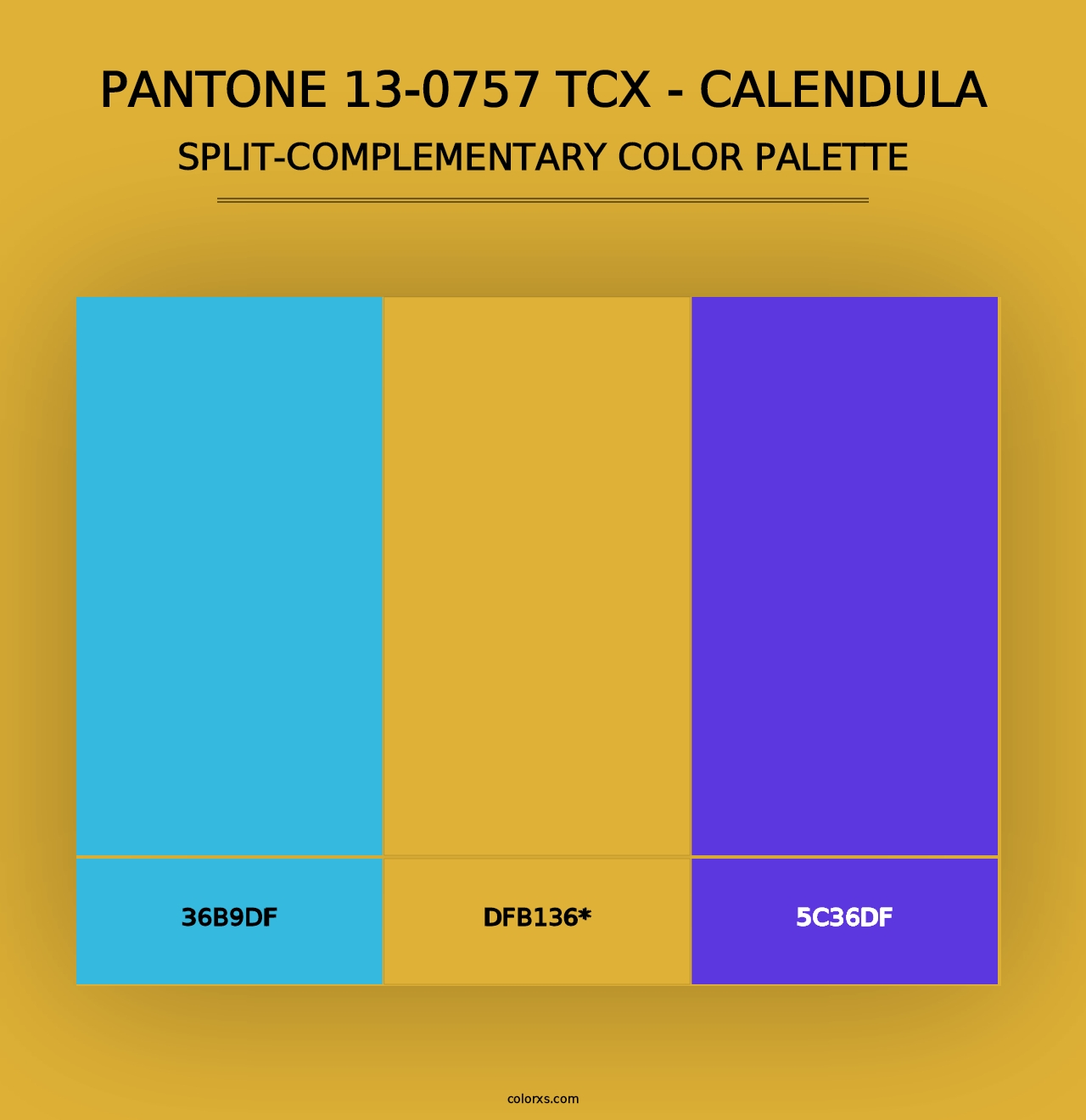 PANTONE 13-0757 TCX - Calendula - Split-Complementary Color Palette