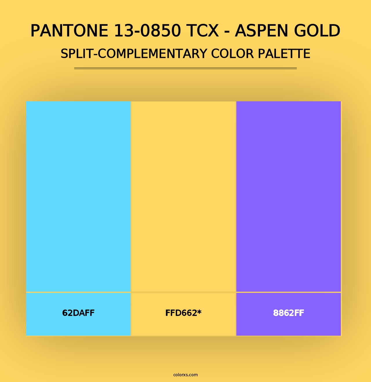 PANTONE 13-0850 TCX - Aspen Gold - Split-Complementary Color Palette