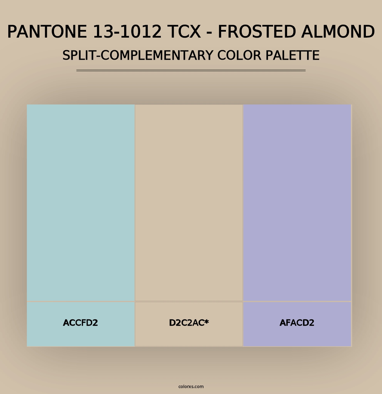 PANTONE 13-1012 TCX - Frosted Almond - Split-Complementary Color Palette