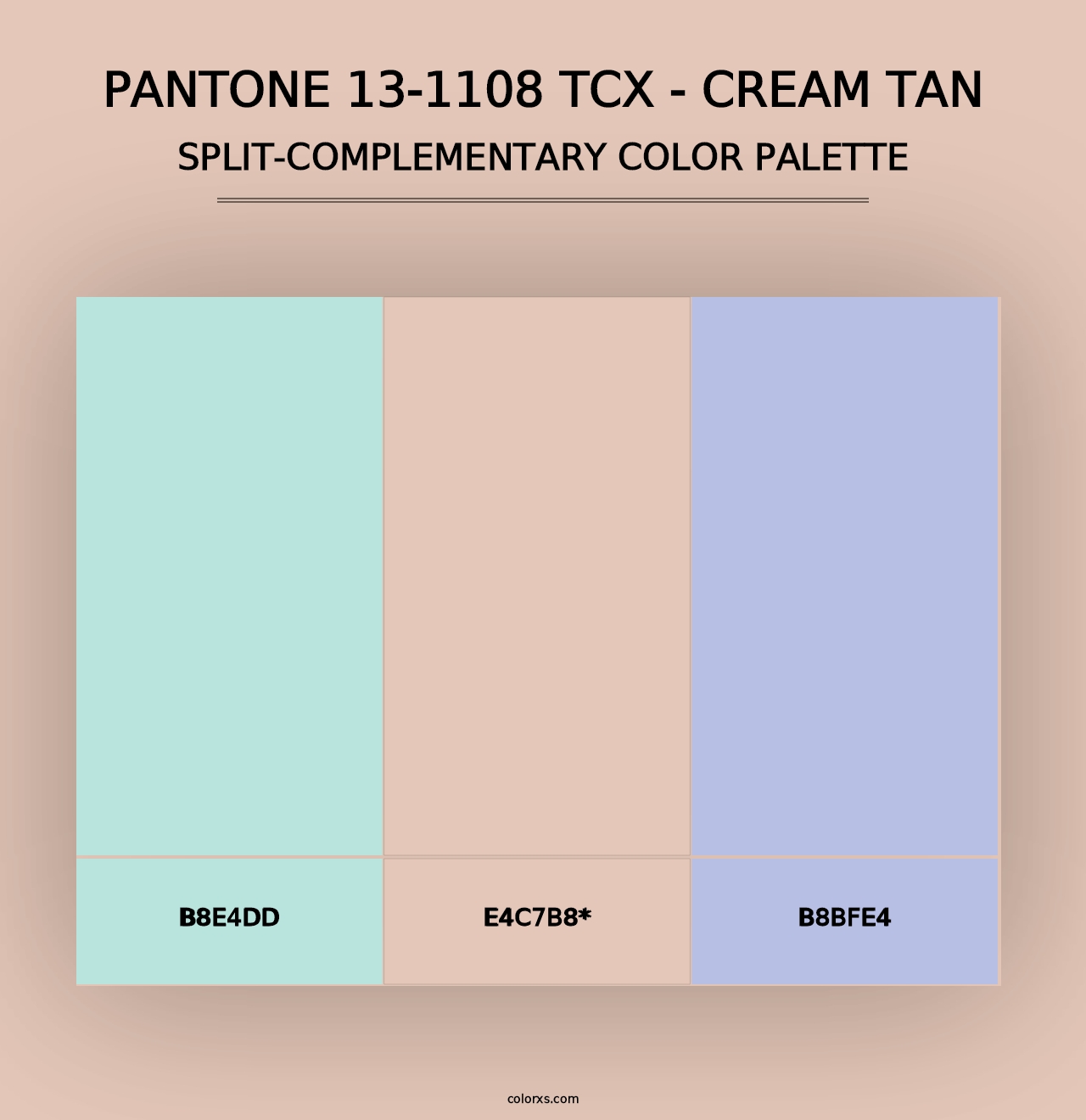 PANTONE 13-1108 TCX - Cream Tan - Split-Complementary Color Palette