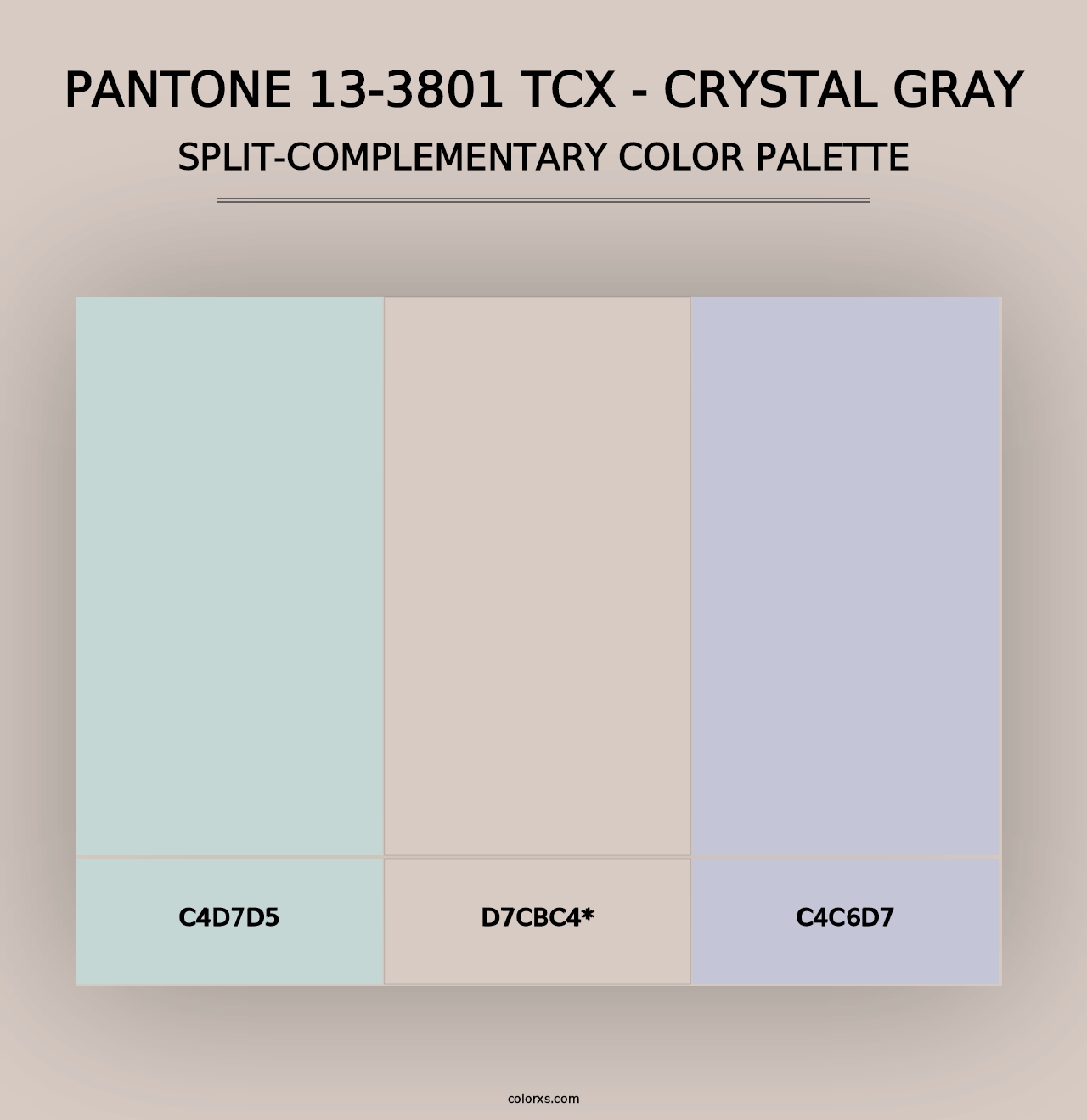 PANTONE 13-3801 TCX - Crystal Gray - Split-Complementary Color Palette