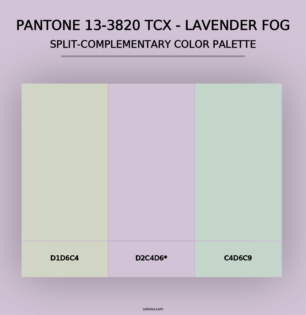 PANTONE 13-3820 TCX - Lavender Fog - Split-Complementary Color Palette