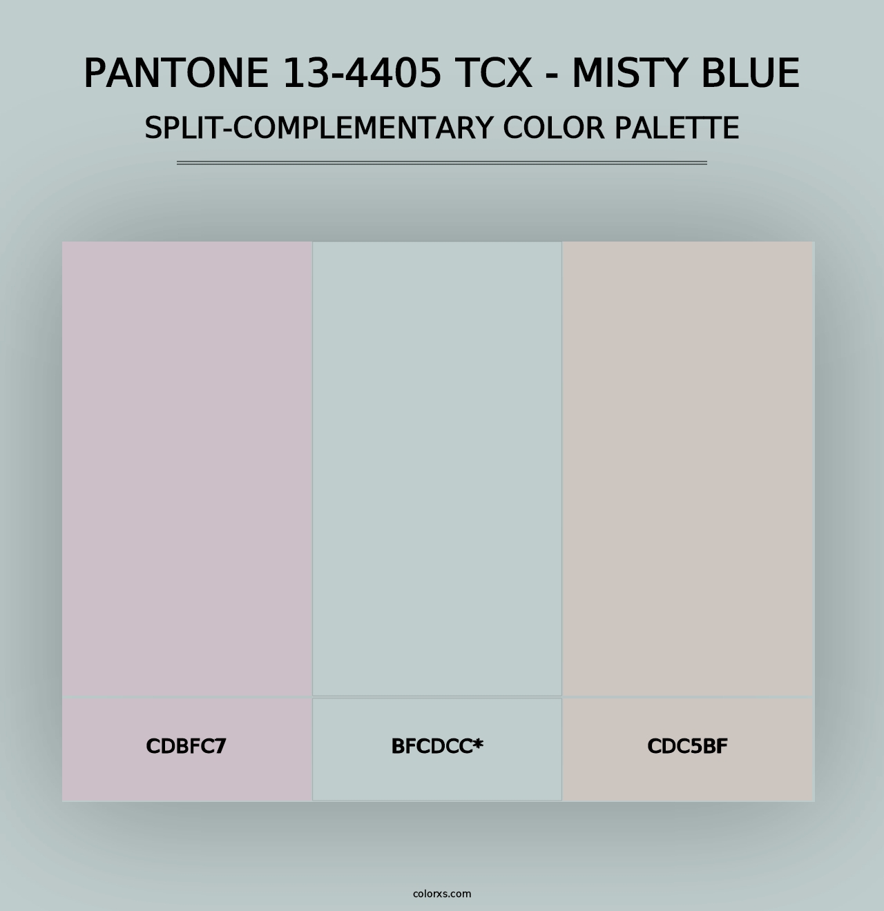 PANTONE 13-4405 TCX - Misty Blue - Split-Complementary Color Palette