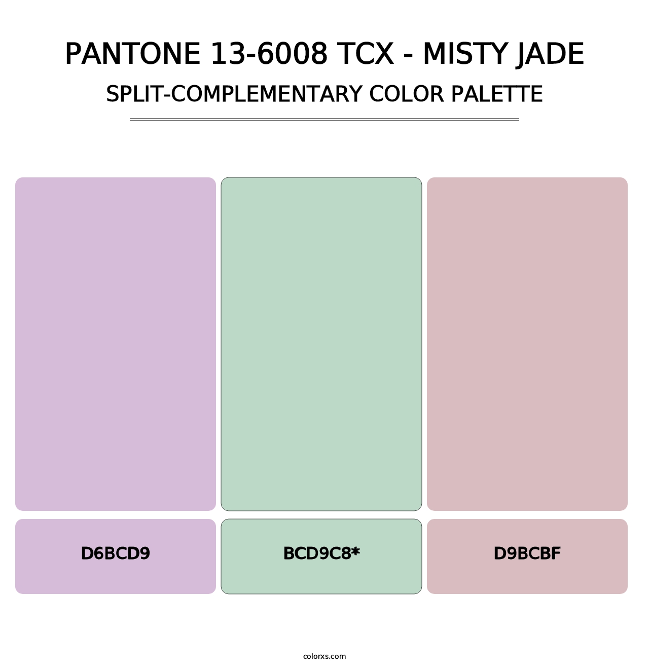 PANTONE 13-6008 TCX - Misty Jade - Split-Complementary Color Palette