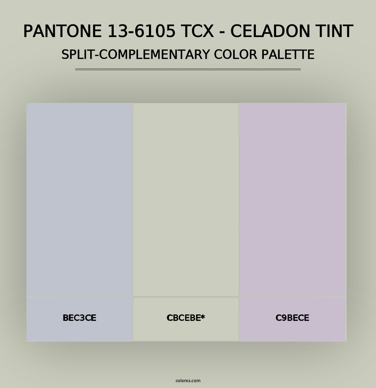 PANTONE 13-6105 TCX - Celadon Tint - Split-Complementary Color Palette