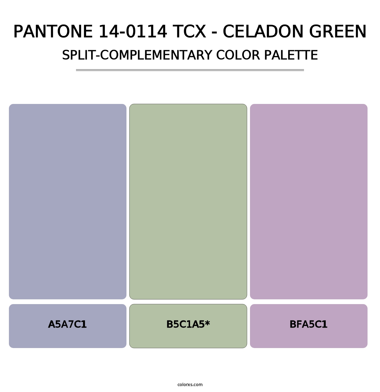 PANTONE 14-0114 TCX - Celadon Green - Split-Complementary Color Palette