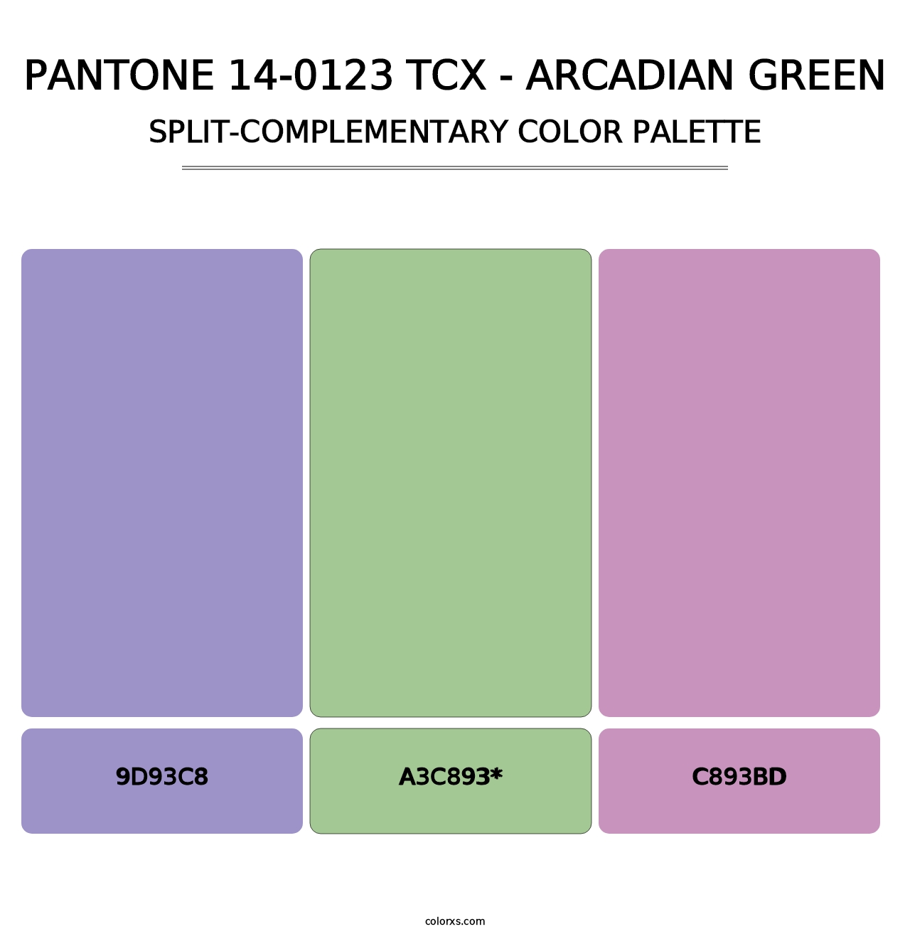 PANTONE 14-0123 TCX - Arcadian Green - Split-Complementary Color Palette