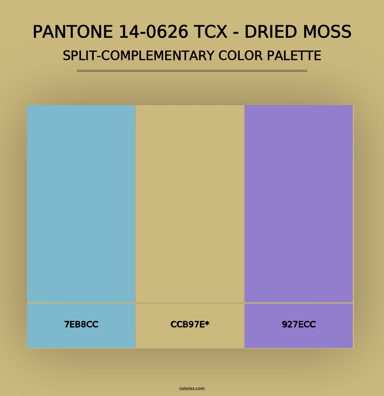 PANTONE 14-0626 TCX - Dried Moss - Split-Complementary Color Palette