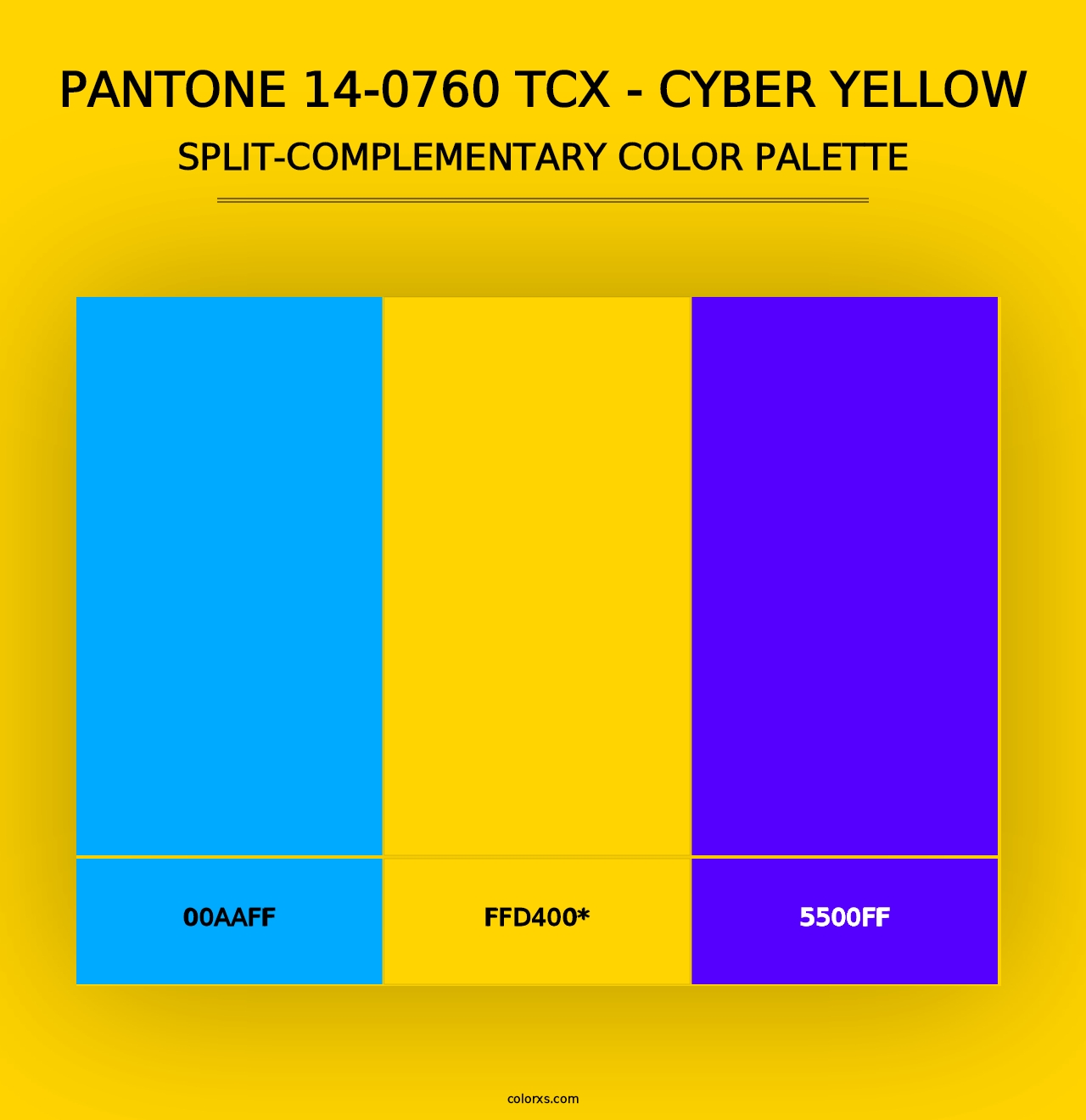 PANTONE 14-0760 TCX - Cyber Yellow - Split-Complementary Color Palette