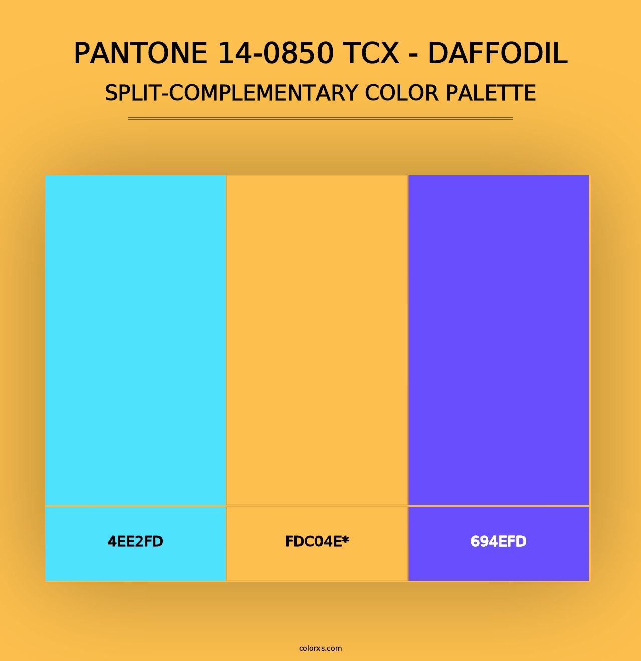 PANTONE 14-0850 TCX - Daffodil - Split-Complementary Color Palette