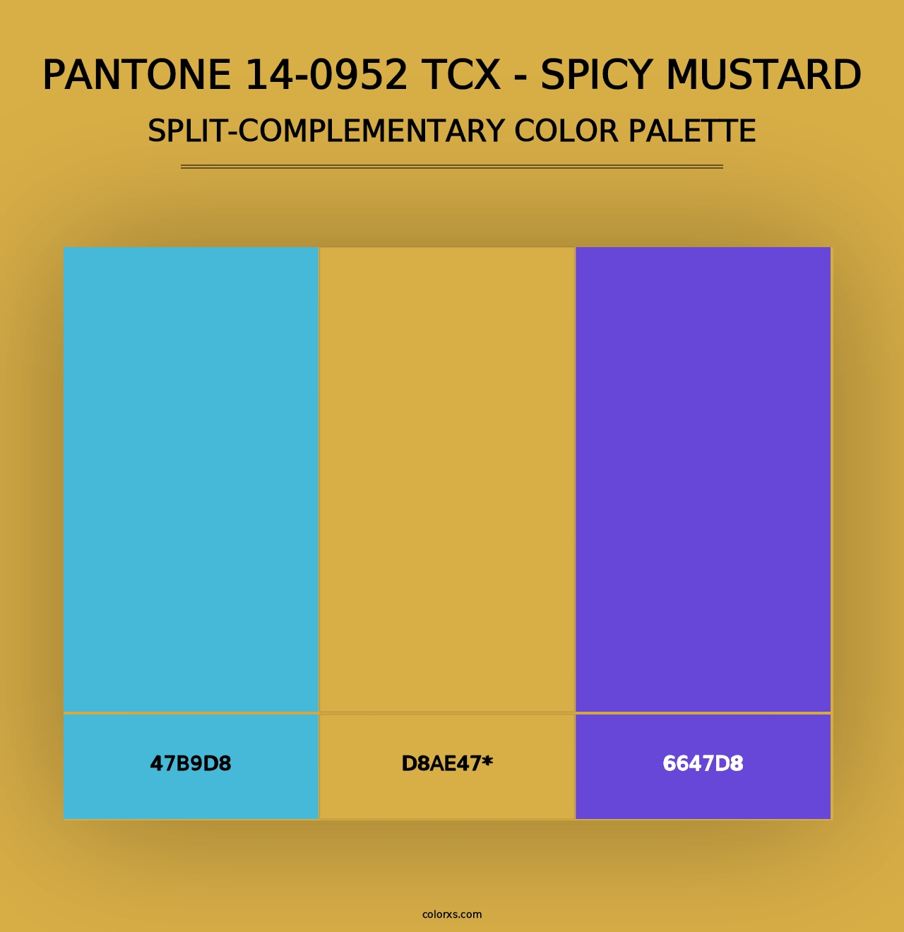 PANTONE 14-0952 TCX - Spicy Mustard - Split-Complementary Color Palette