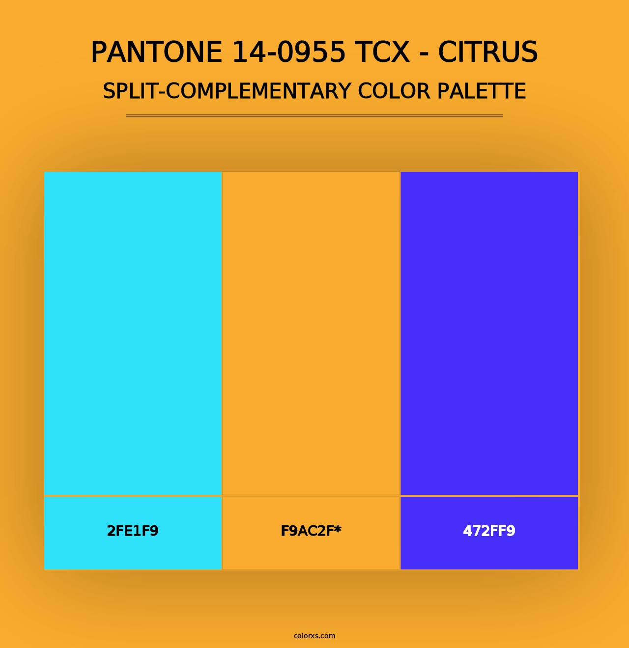 PANTONE 14-0955 TCX - Citrus - Split-Complementary Color Palette