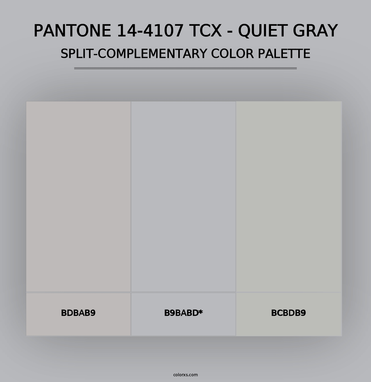 PANTONE 14-4107 TCX - Quiet Gray - Split-Complementary Color Palette