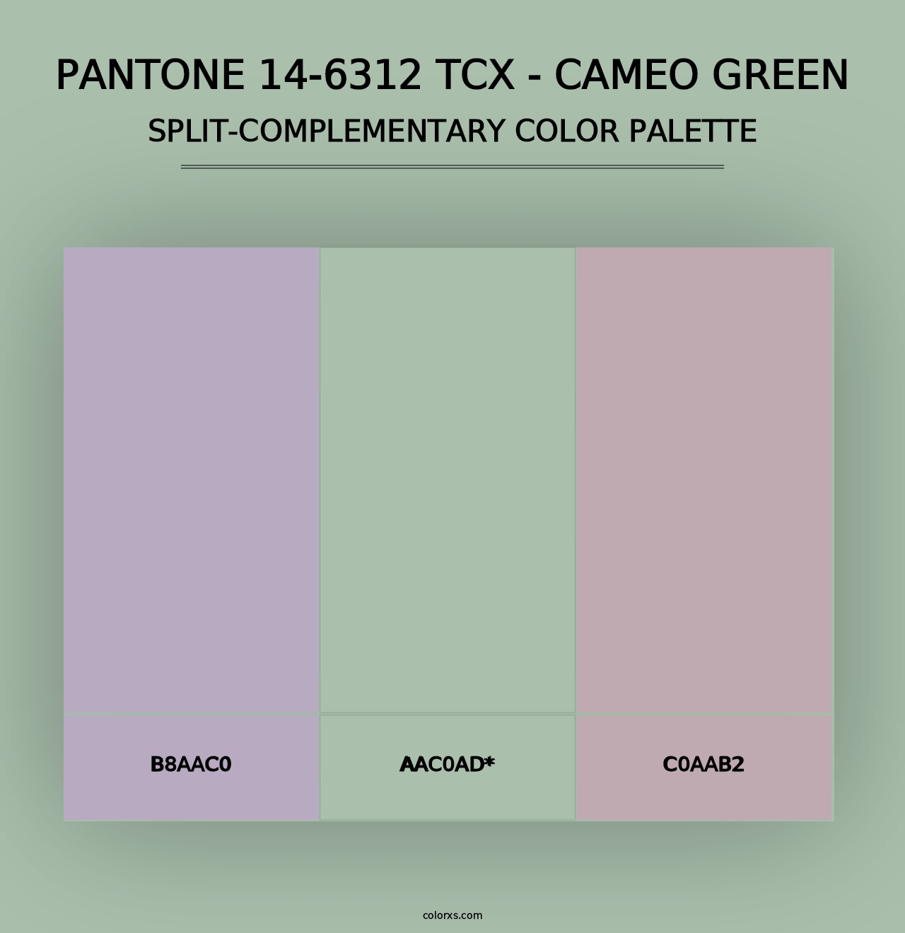 PANTONE 14-6312 TCX - Cameo Green - Split-Complementary Color Palette