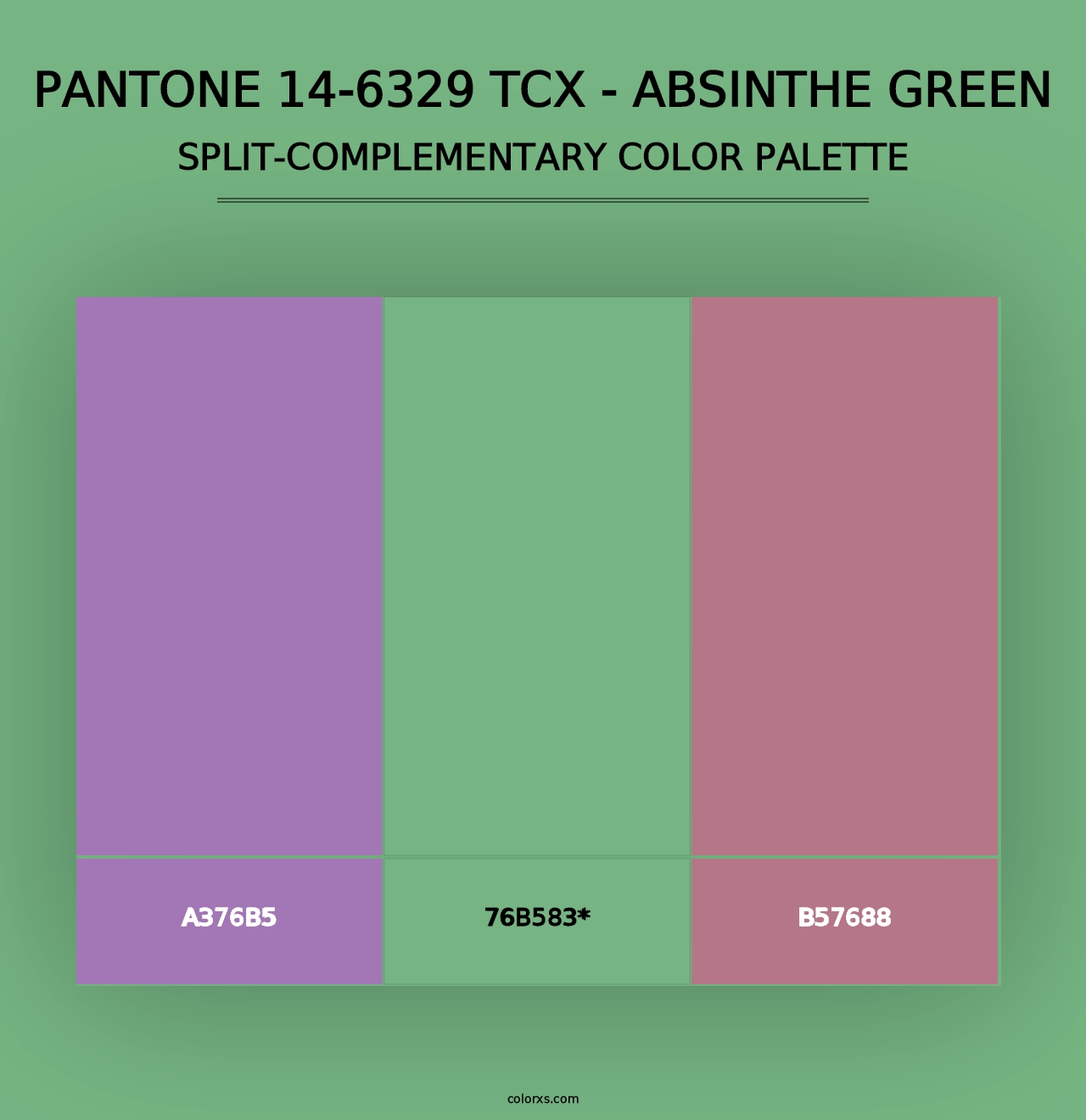 PANTONE 14-6329 TCX - Absinthe Green - Split-Complementary Color Palette