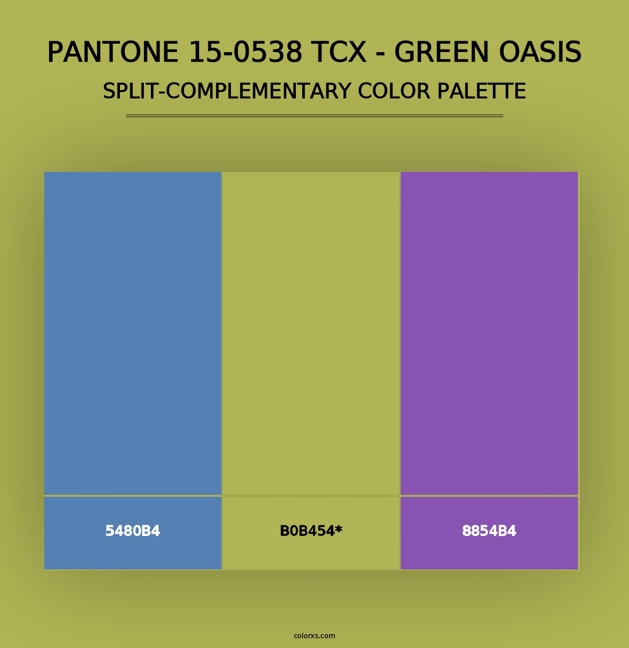 PANTONE 15-0538 TCX - Green Oasis - Split-Complementary Color Palette