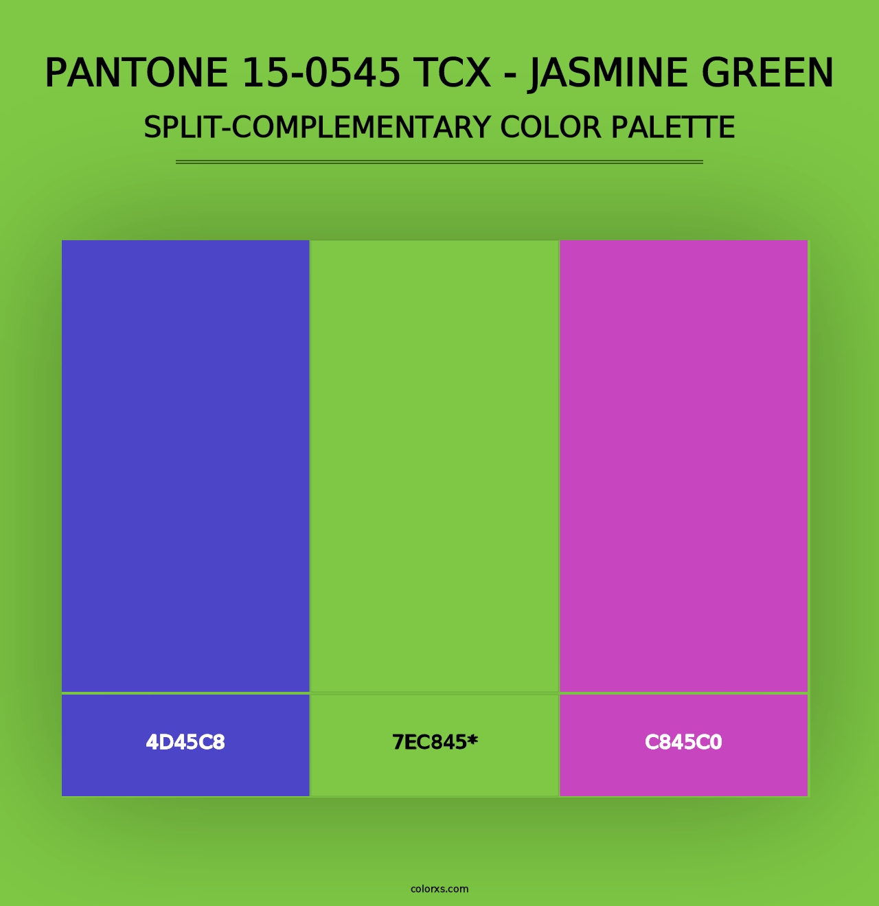 PANTONE 15-0545 TCX - Jasmine Green - Split-Complementary Color Palette