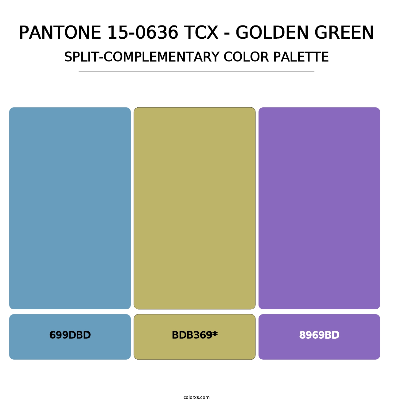 PANTONE 15-0636 TCX - Golden Green - Split-Complementary Color Palette