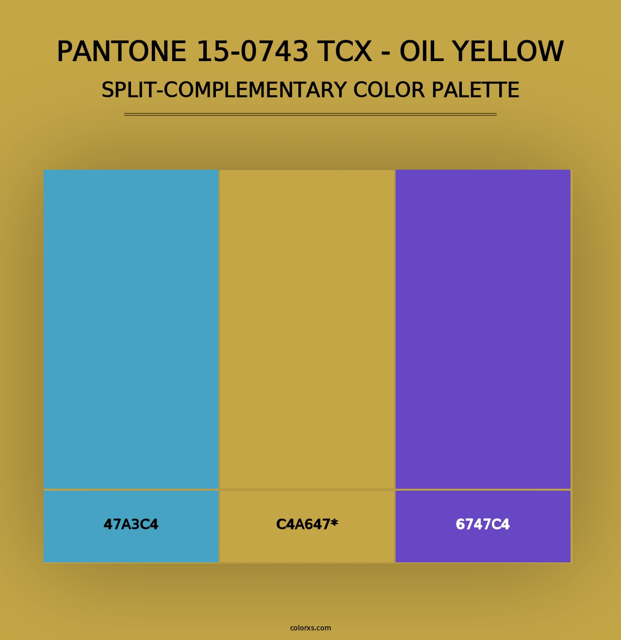 PANTONE 15-0743 TCX - Oil Yellow - Split-Complementary Color Palette