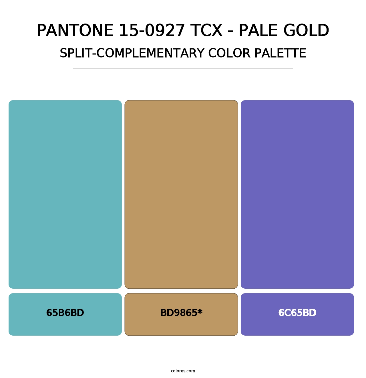 PANTONE 15-0927 TCX - Pale Gold - Split-Complementary Color Palette