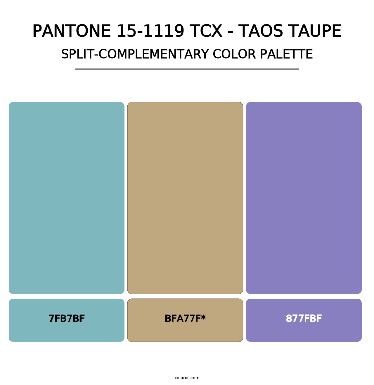 PANTONE 15-1119 TCX - Taos Taupe - Split-Complementary Color Palette