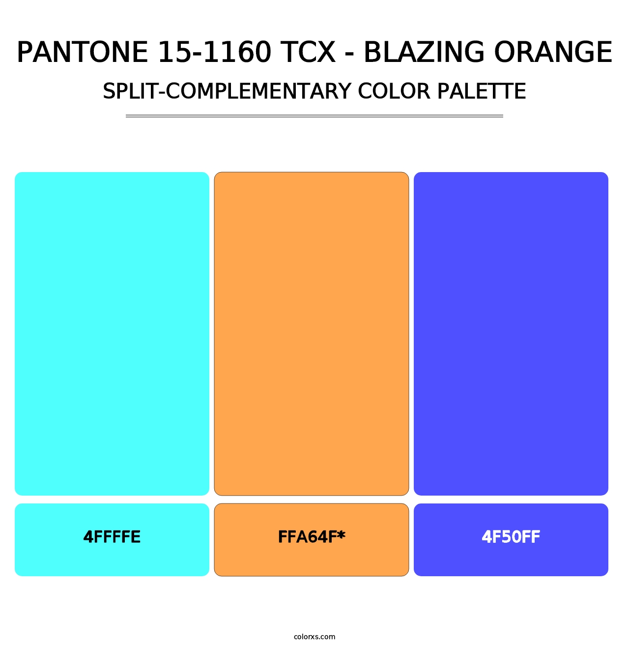 PANTONE 15-1160 TCX - Blazing Orange - Split-Complementary Color Palette