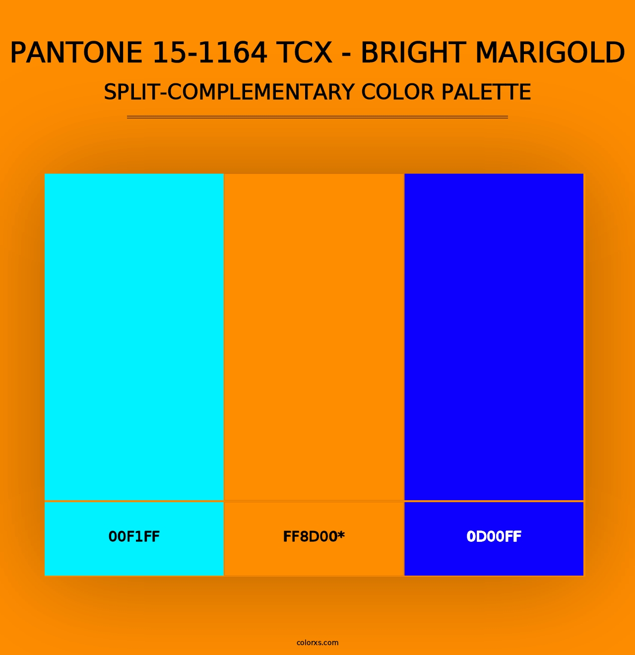 PANTONE 15-1164 TCX - Bright Marigold - Split-Complementary Color Palette