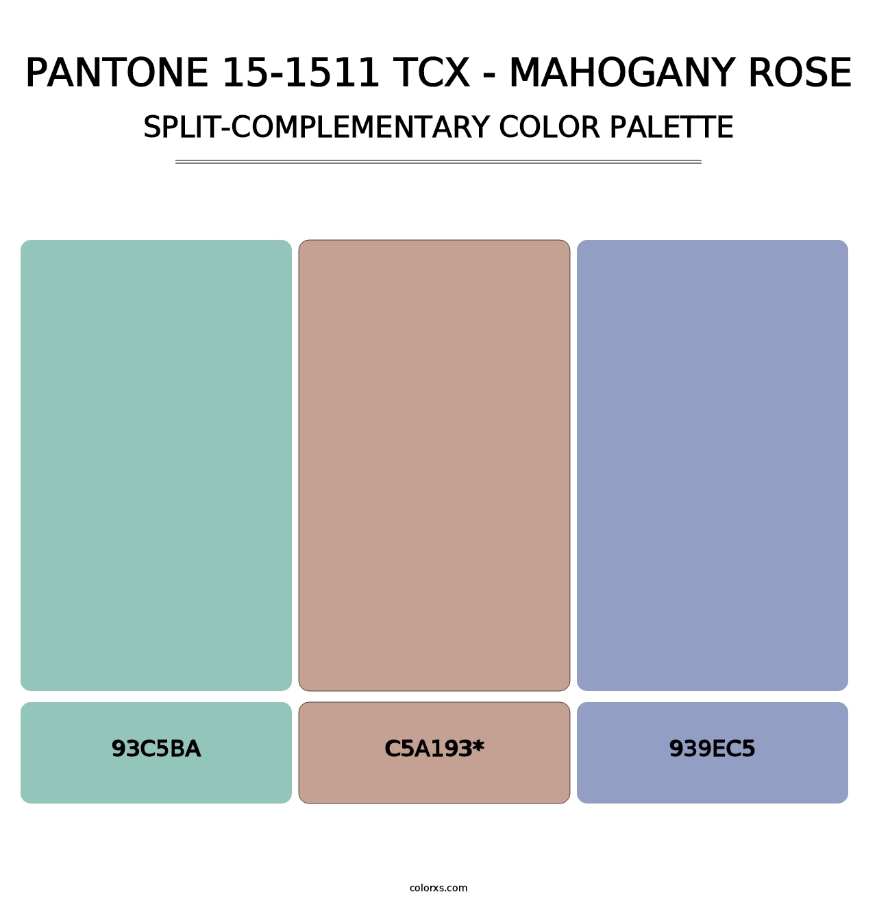 PANTONE 15-1511 TCX - Mahogany Rose - Split-Complementary Color Palette